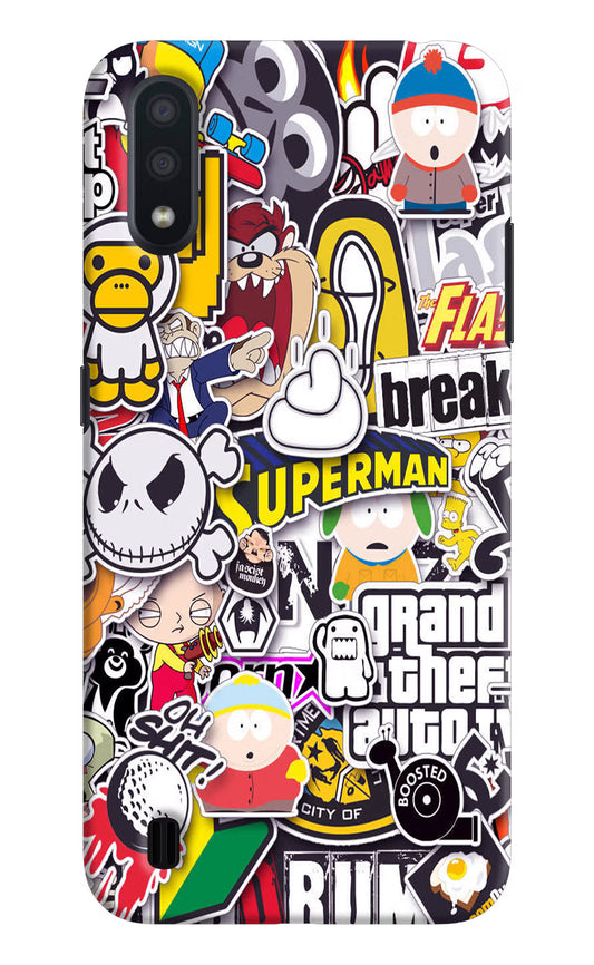 Sticker Bomb Samsung M01 Hard Case Back Cover by Casekaro