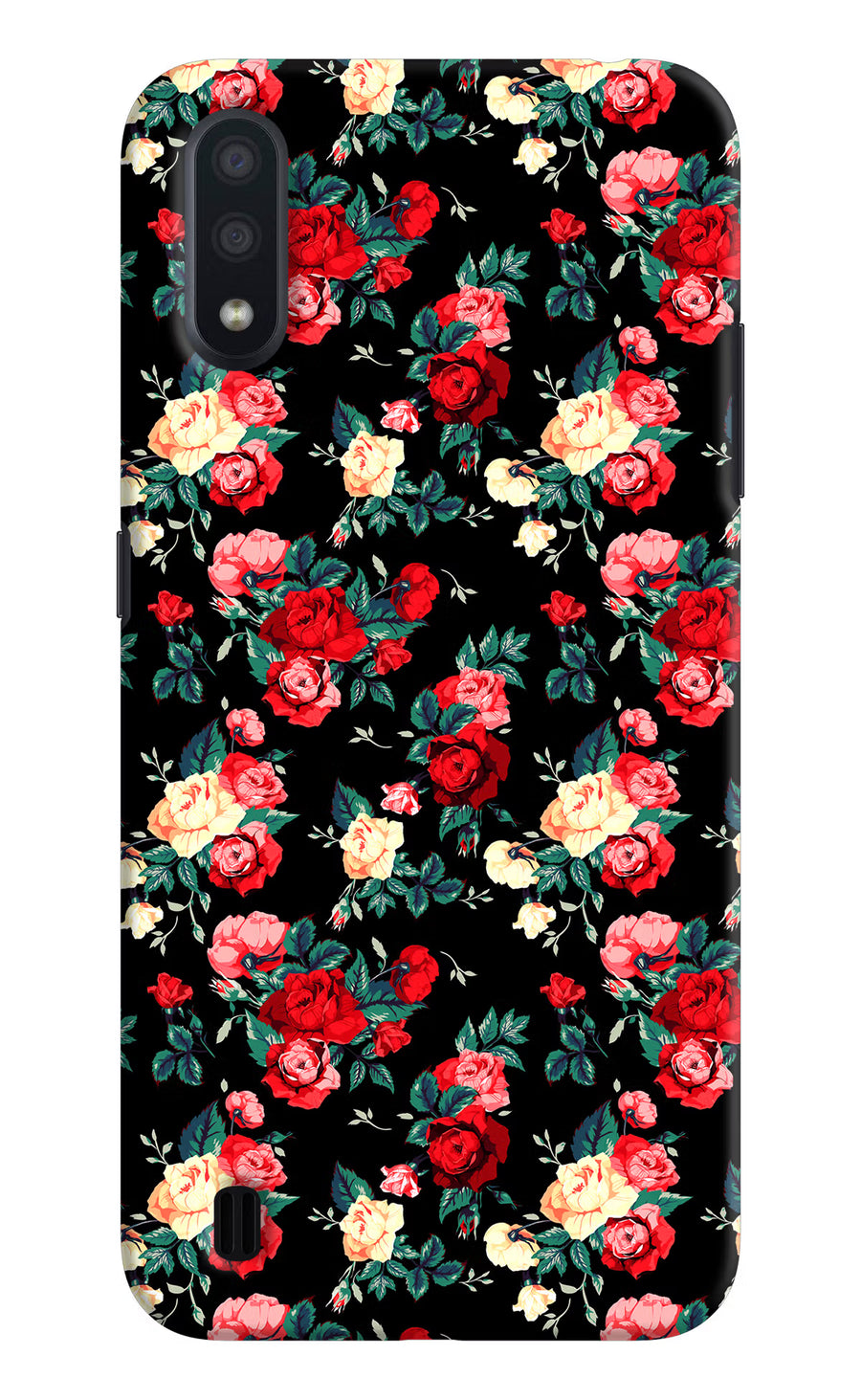 Rose Pattern Samsung M01 Back Cover, Hard case