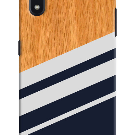 Blue and white wooden Samsung M01 Hard Case Back Cover by Casekaro