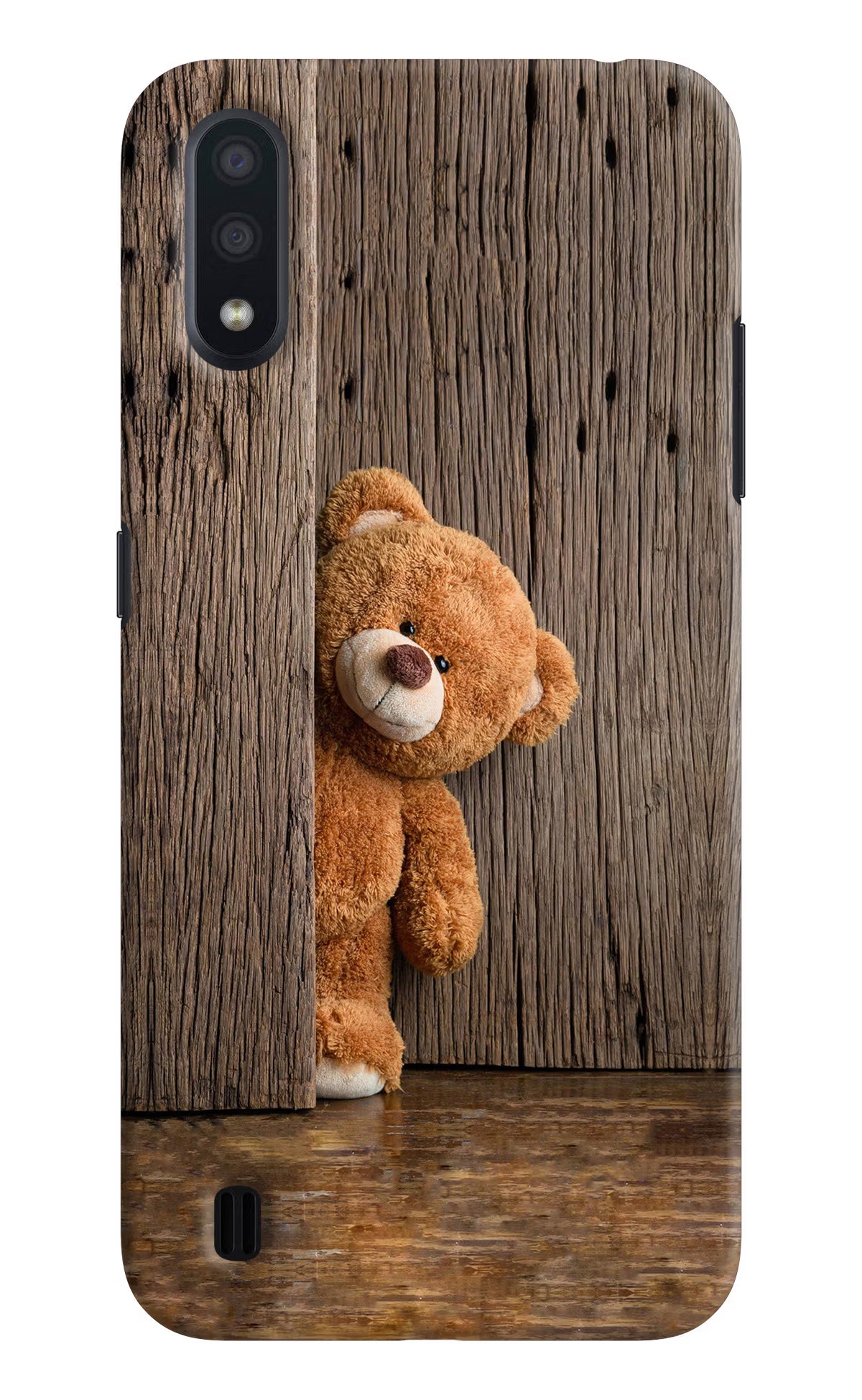 Teddy Wooden Samsung M01 Hard Case Back Cover by Casekaro