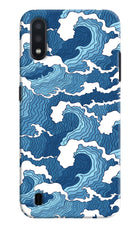 Blue Waves Samsung M01 Hard Case Back Cover by Casekaro