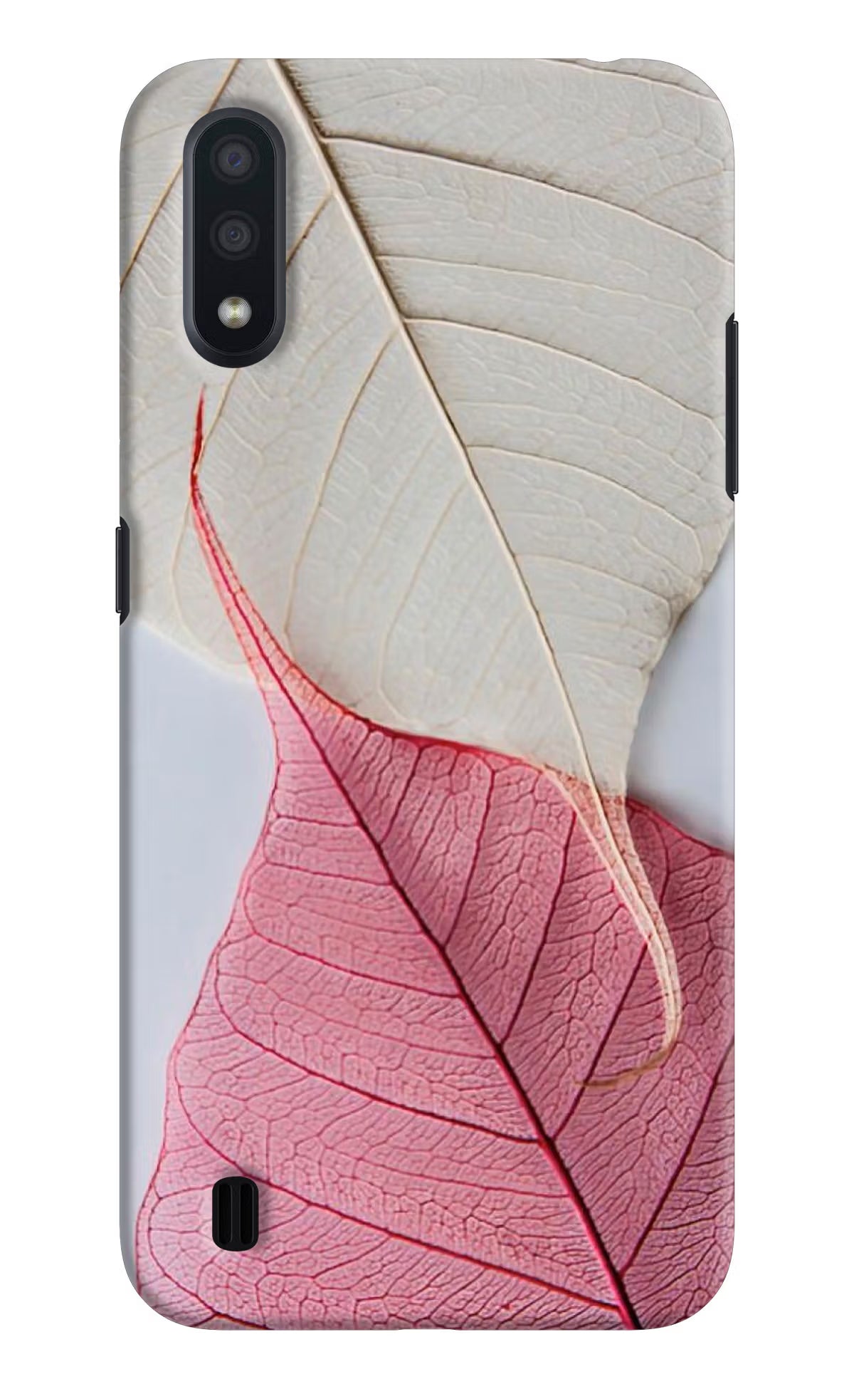 White Pink Leaf Samsung M01 Hard Case Back Cover by Casekaro
