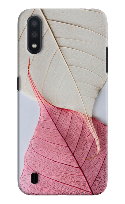 White Pink Leaf Samsung M01 Hard Case Back Cover by Casekaro