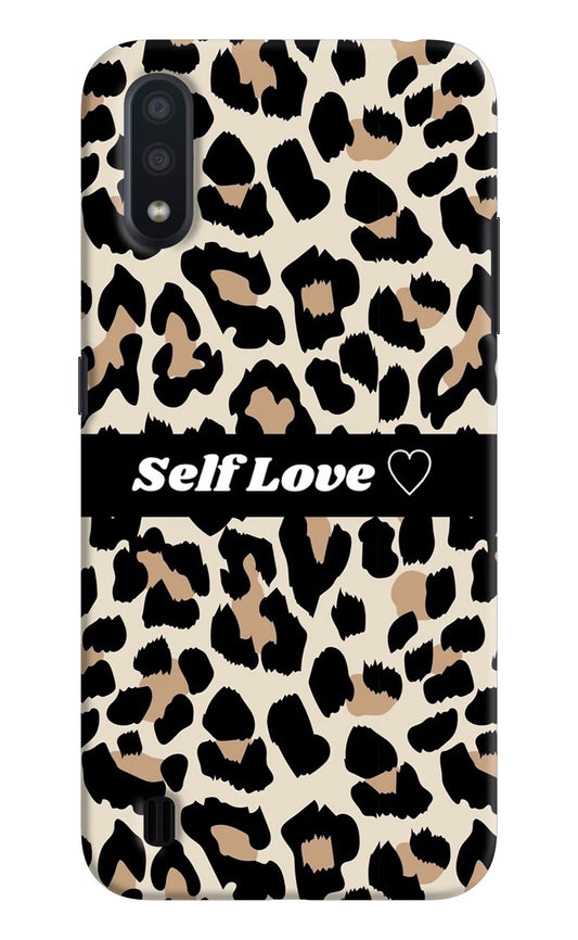 Leopard Print Self Love Samsung M01 Hard Case Back Cover by Casekaro