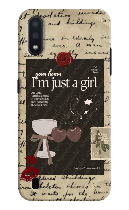 I am just a girl Samsung M01 Hard Case Back Cover by Casekaro