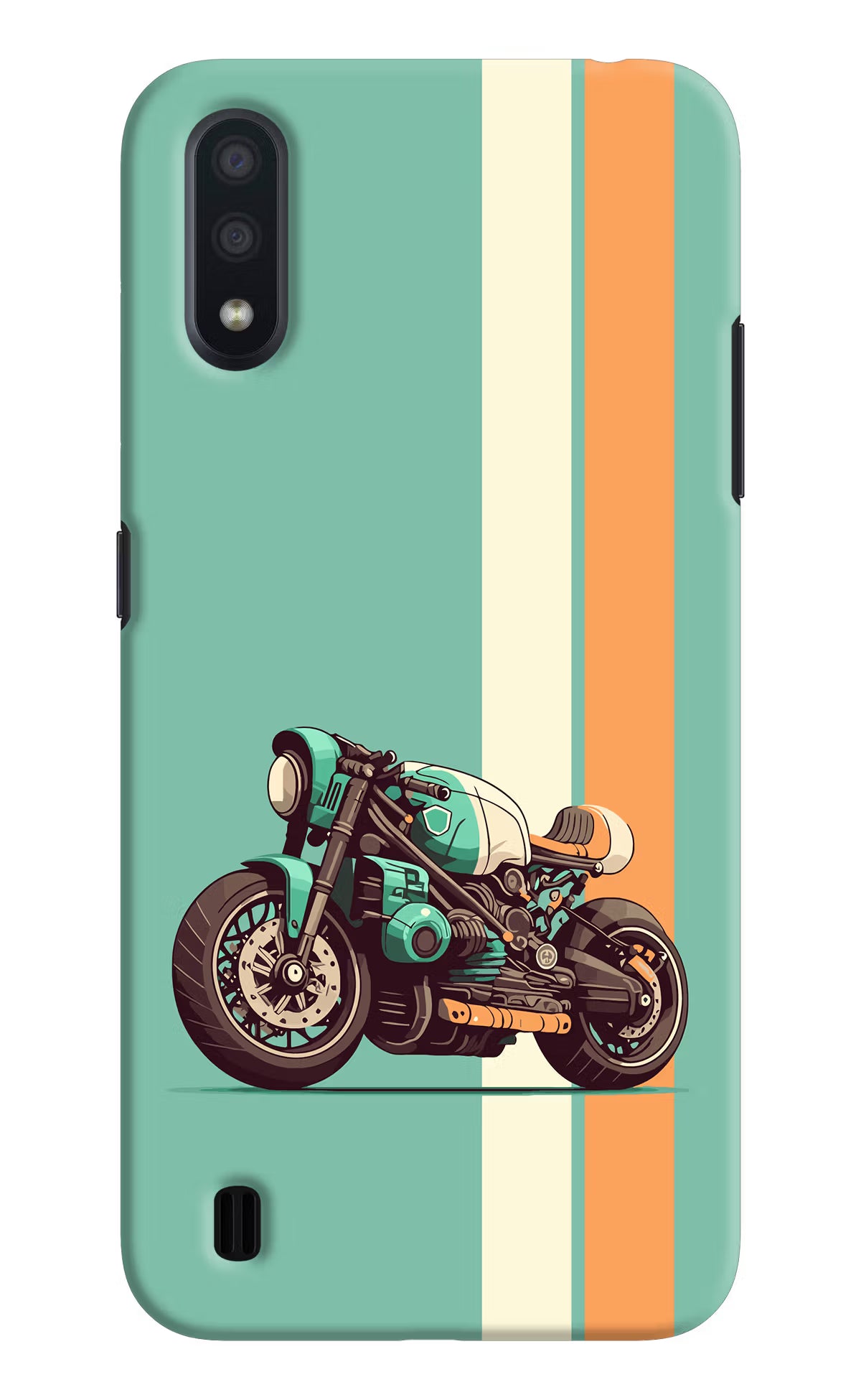 Striped Moto Drift Samsung M01 Hard Case Back Cover by Casekaro