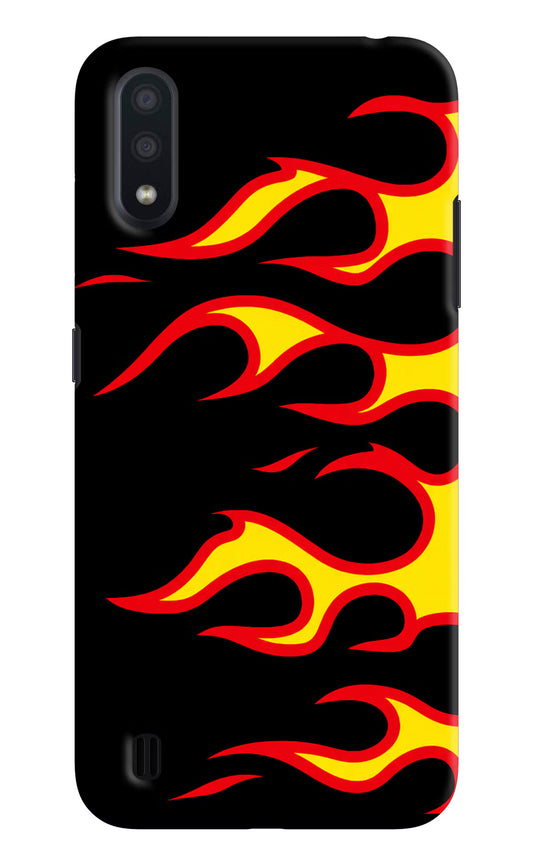 Side Sweep Flames Samsung M01 Hard Case Back Cover by Casekaro