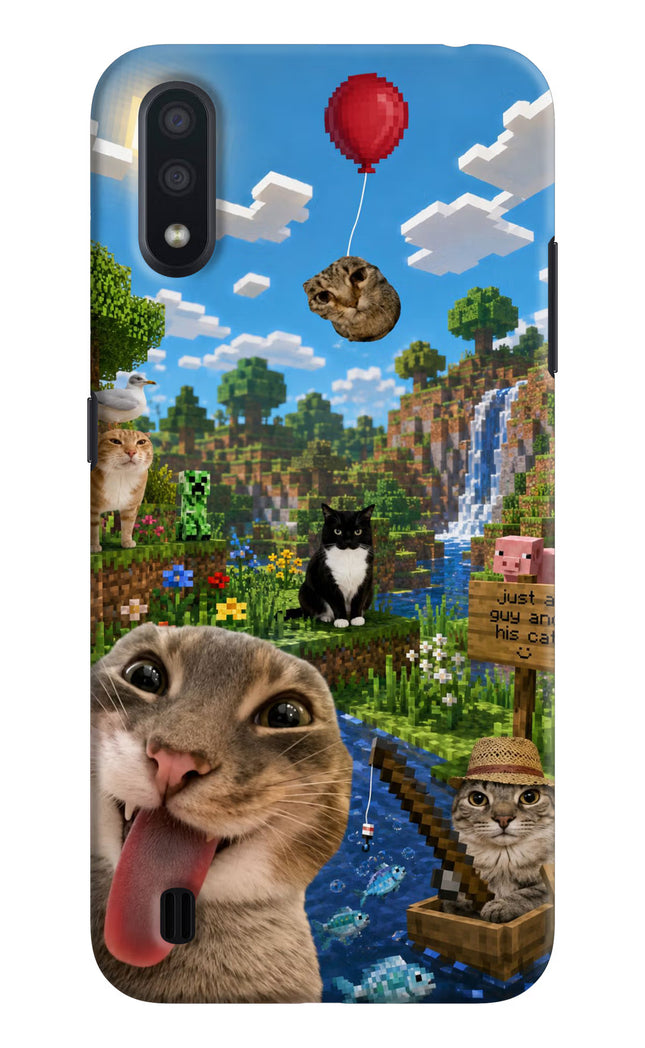 Minecraft Cat Chaos Samsung M01 Hard Case Back Cover by Casekaro