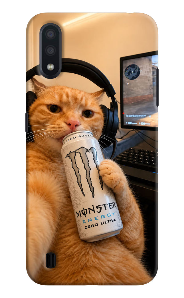 Gamer Cat Energy Samsung M01 Hard Case Back Cover by Casekaro