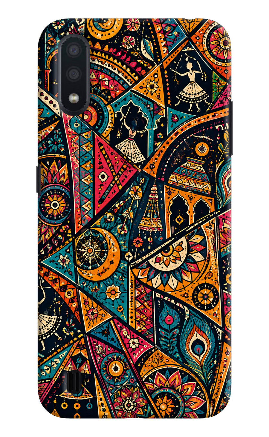 Folk Print Samsung M01 Back Cover, Hard case
