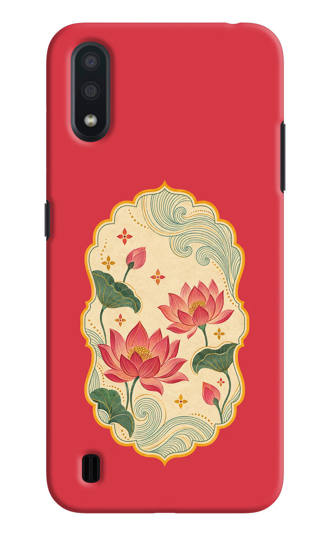 Pink Lotus Samsung M01 Hard Case Back Cover by Casekaro