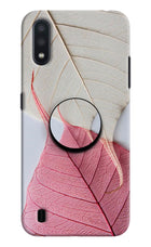 White Pink Leaf Samsung M01 Pop Case by Casekaro
