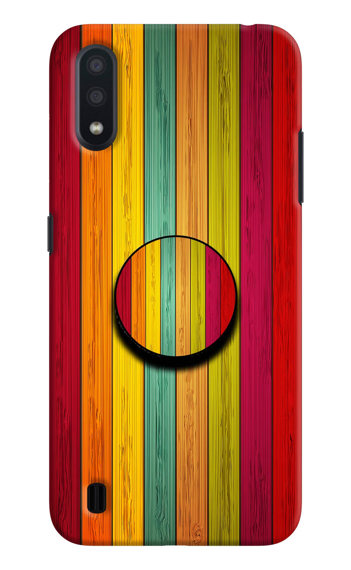 Multicolor Wooden Samsung M01 Pop Case by Casekaro