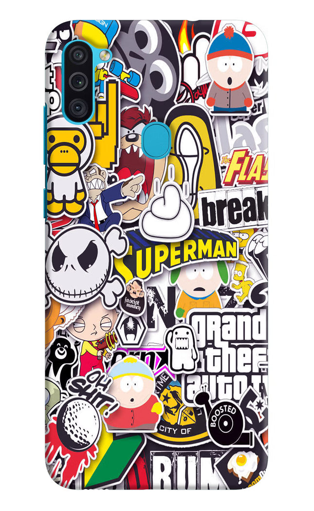 Sticker Bomb Samsung M11 Hard Case Back Cover by Casekaro