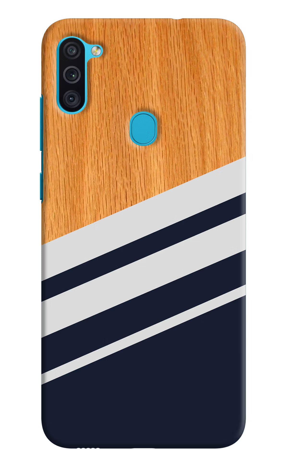 Blue and white wooden Samsung M11 Hard Case Back Cover by Casekaro