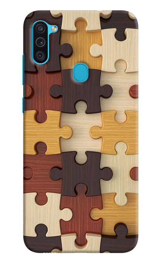 Wooden Puzzle Samsung M11 Hard Case Back Cover by Casekaro