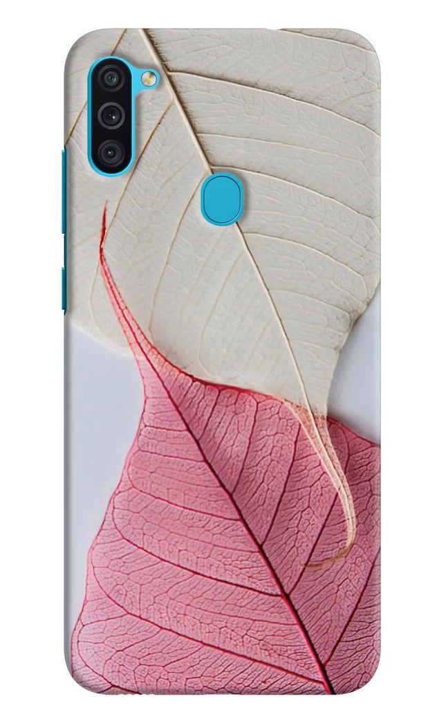 White Pink Leaf Samsung M11 Hard Case Back Cover by Casekaro