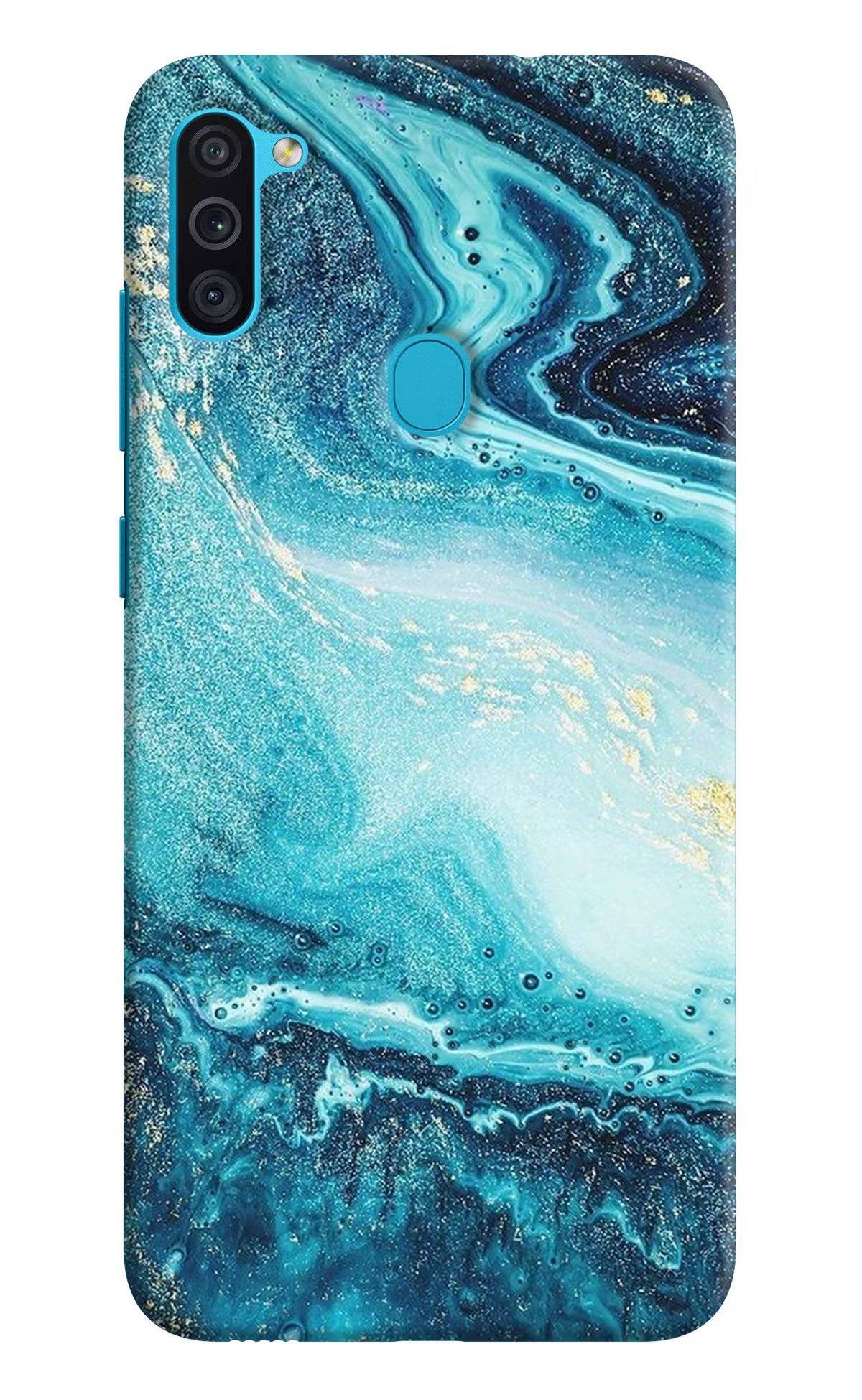 Blue Glitter Marble Samsung M11 Hard Case Back Cover by Casekaro