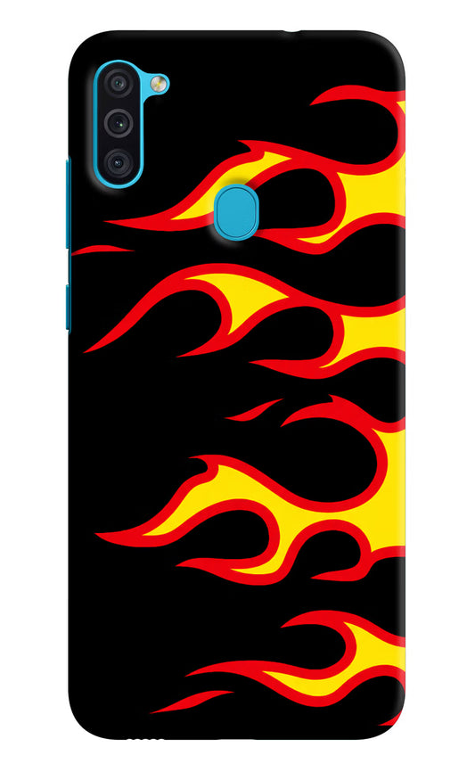 Side Sweep Flames Samsung M11 Hard Case Back Cover by Casekaro