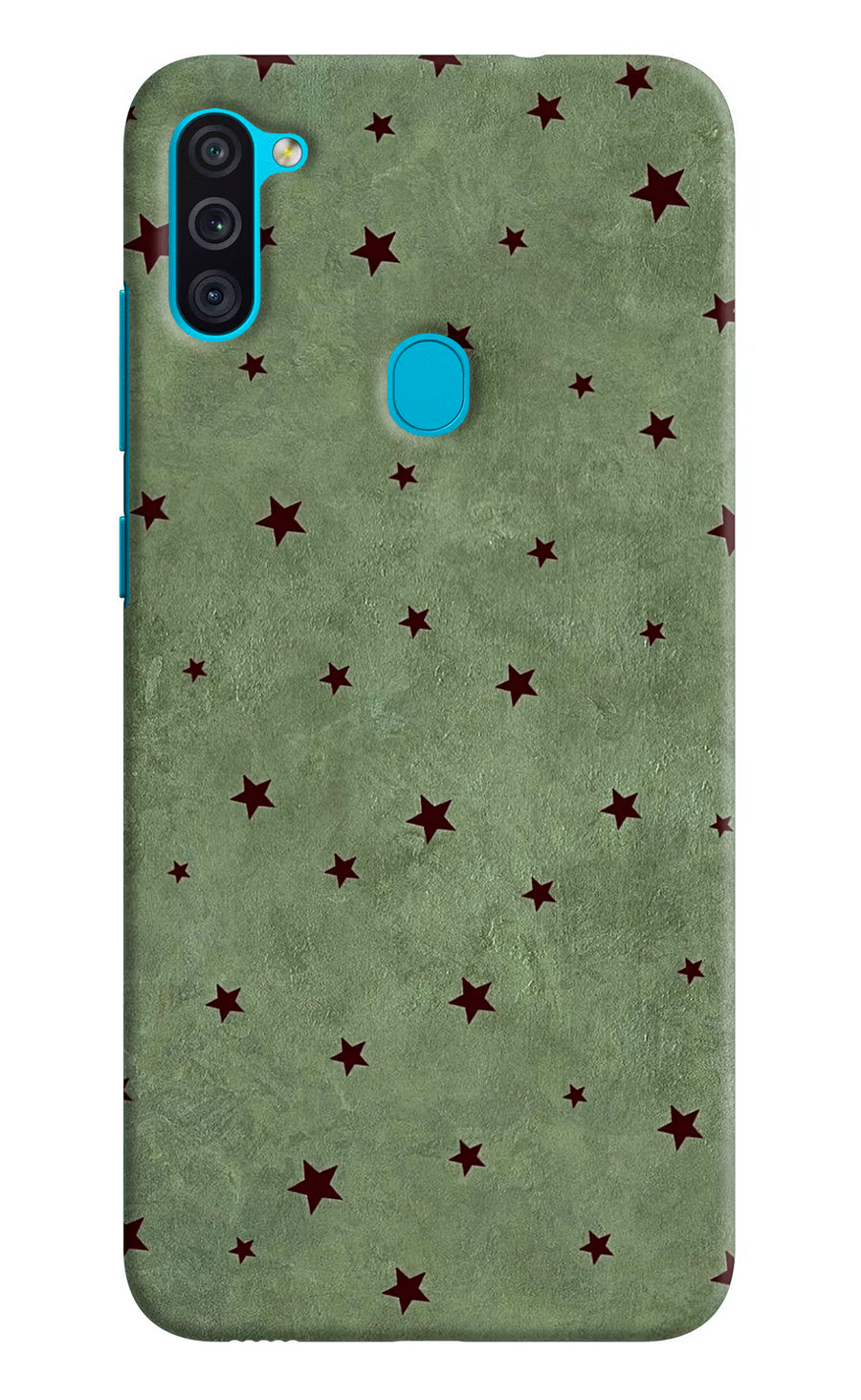 Green Stars Samsung M11 Back Cover, Hard case