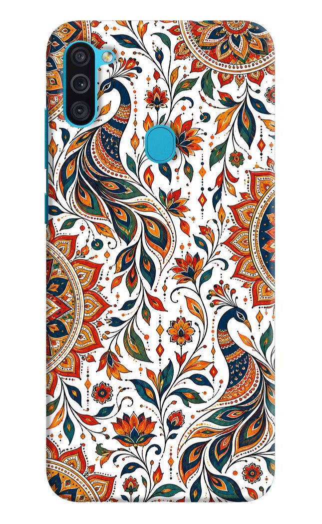 White Mayura Samsung M11 Hard Case Back Cover by Casekaro