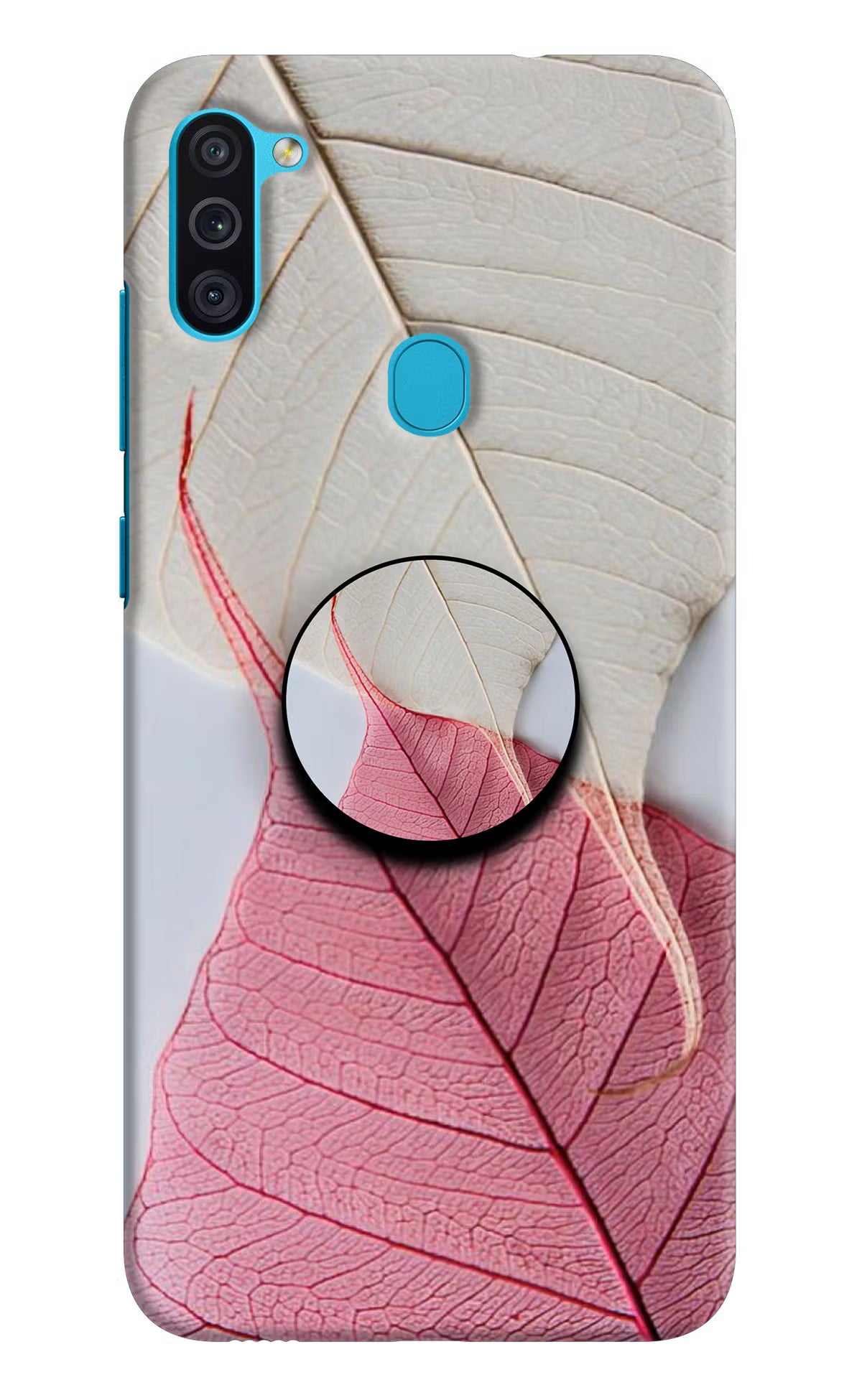 White Pink Leaf Samsung M11 Pop Case by Casekaro