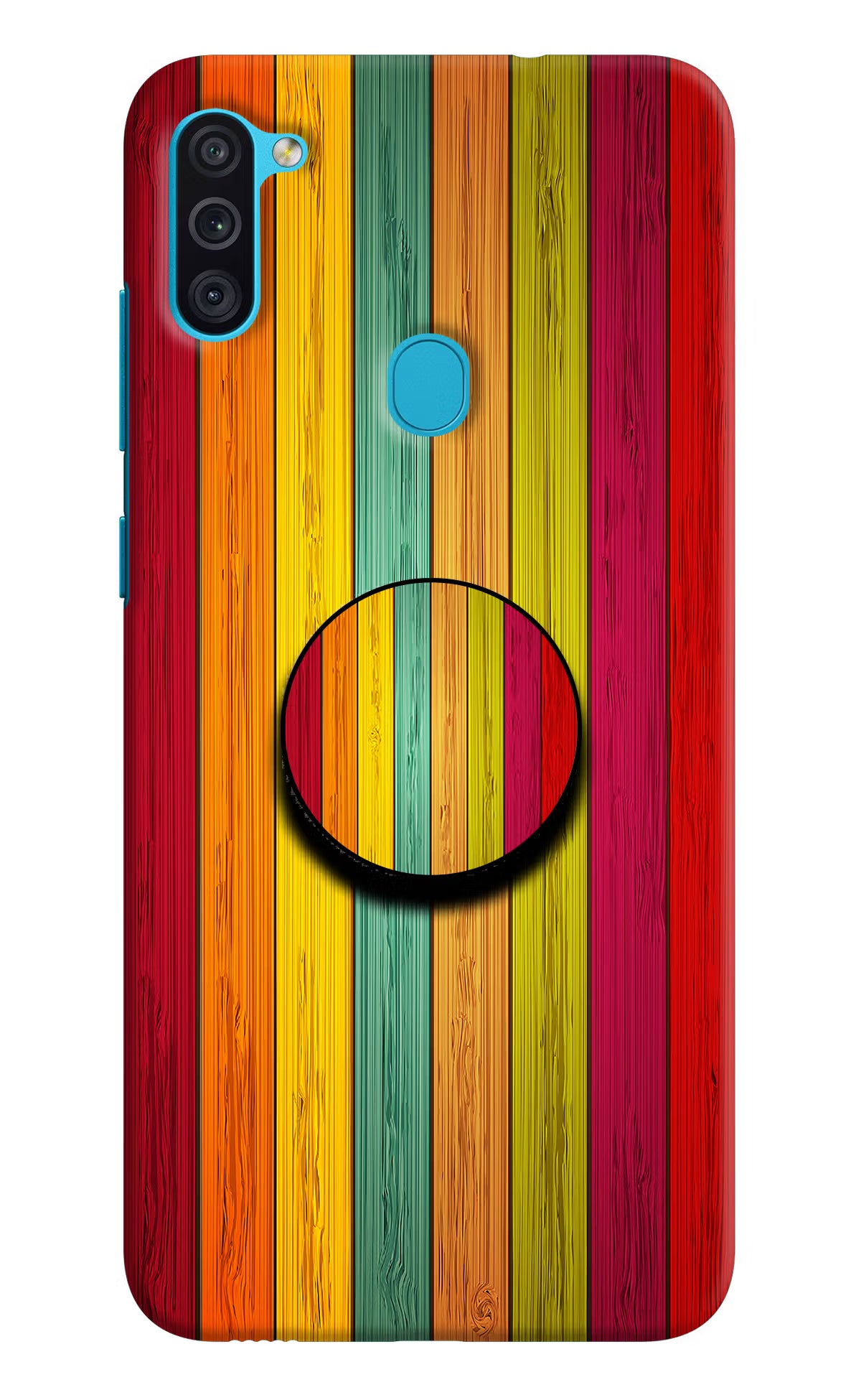 Multicolor Wooden Samsung M11 Pop Case by Casekaro