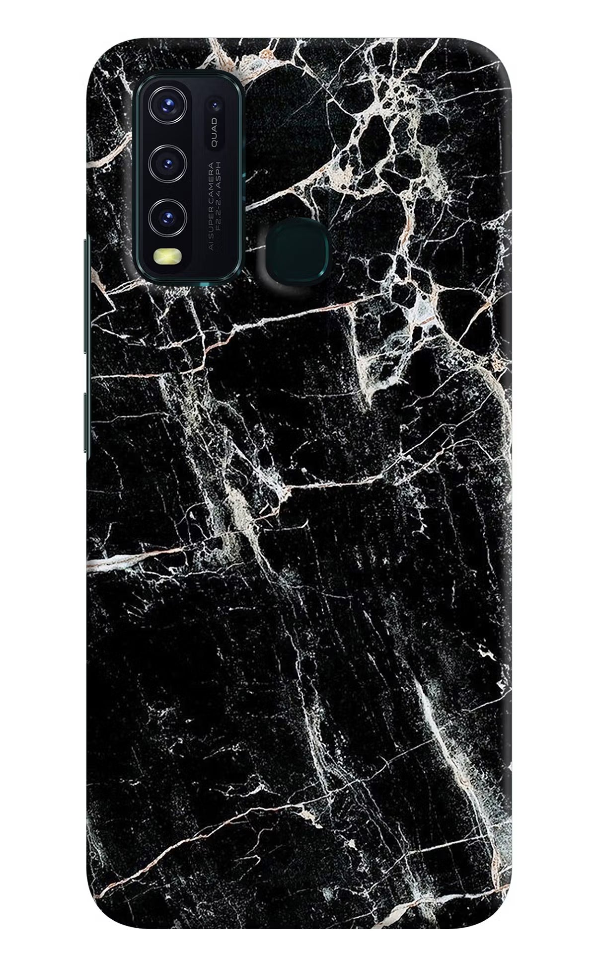 Black Marble Texture Vivo Y30/Y50 Hard Case Back Cover by Casekaro