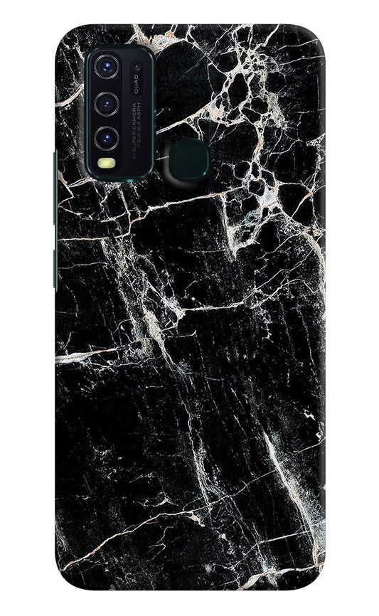 Black Marble Texture Vivo Y30/Y50 Hard Case Back Cover by Casekaro