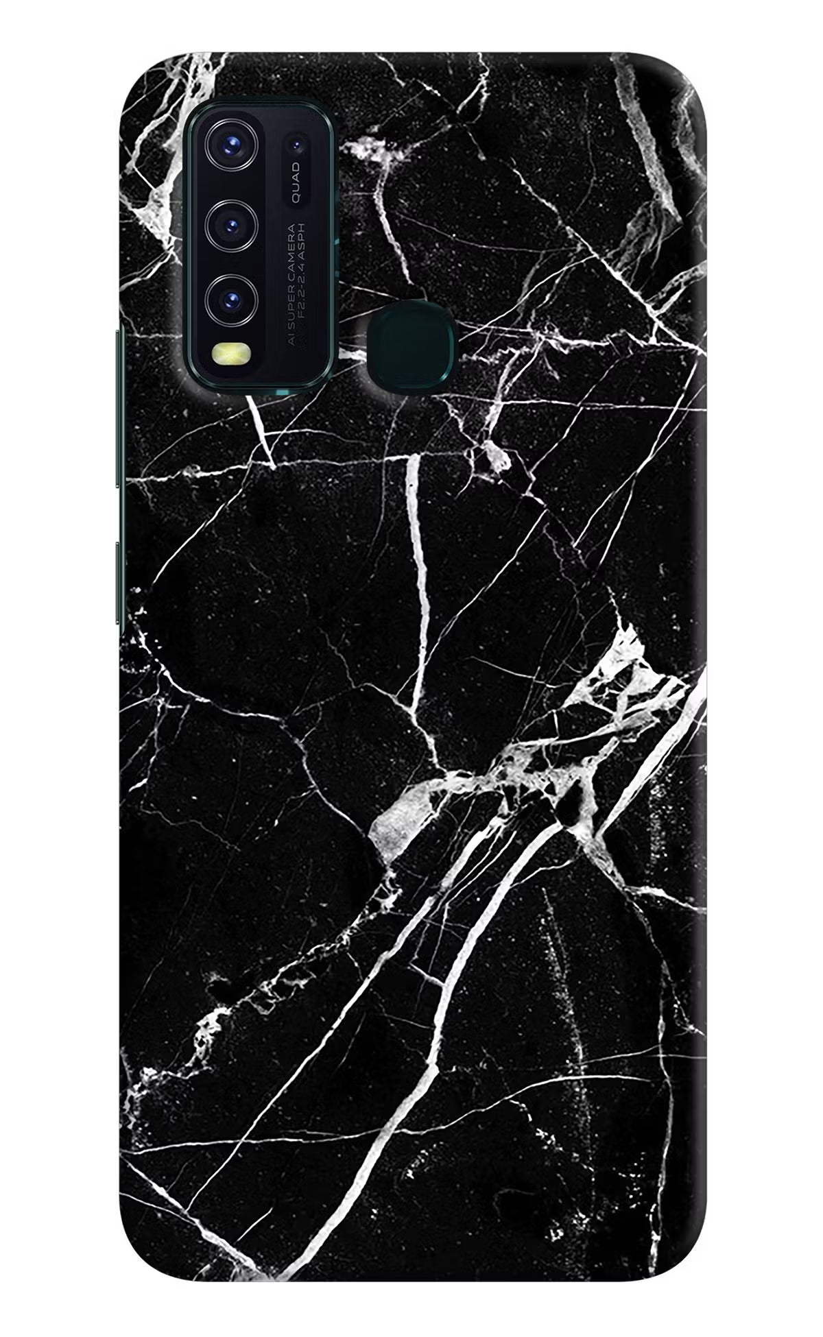 Black Marble Pattern Vivo Y30/Y50 Hard Case Back Cover by Casekaro