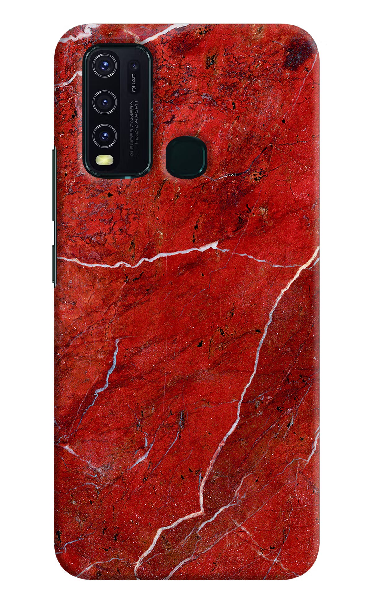 Red Marble Design Vivo Y30/Y50 Hard Case Back Cover by Casekaro