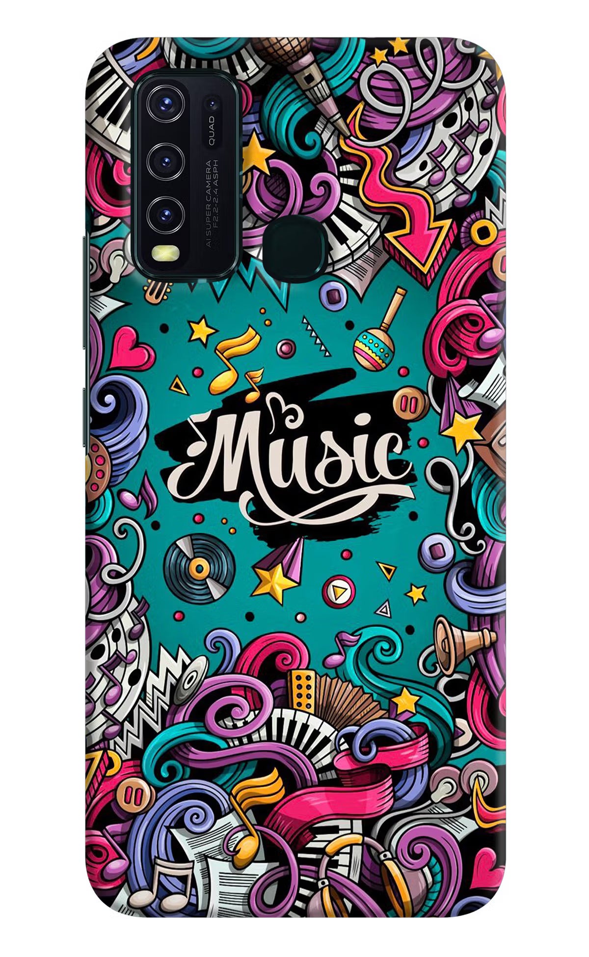 Music Graffiti Vivo Y30/Y50 Hard Case Back Cover by Casekaro