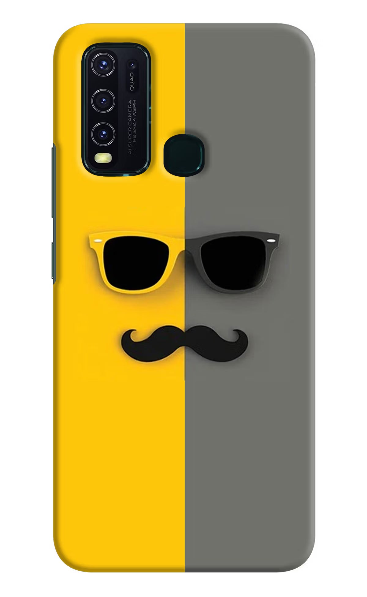 Sunglasses with Mustache Vivo Y30/Y50 Hard Case Back Cover by Casekaro