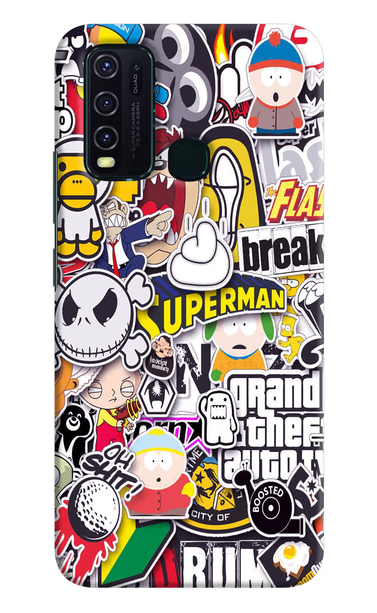 Sticker Bomb Vivo Y30/Y50 Hard Case Back Cover by Casekaro