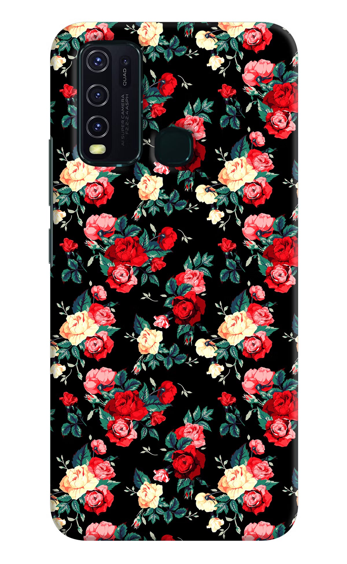Rose Pattern Vivo Y30/Y50 Hard Case Back Cover by Casekaro