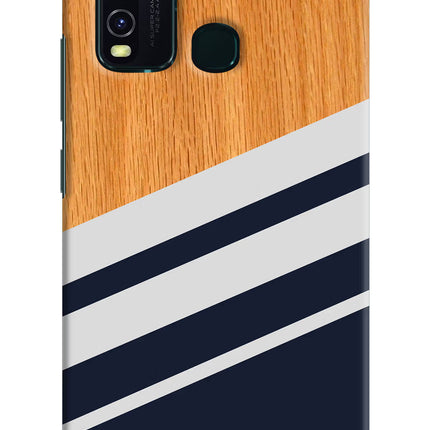 Blue and white wooden Vivo Y30/Y50 Hard Case Back Cover by Casekaro