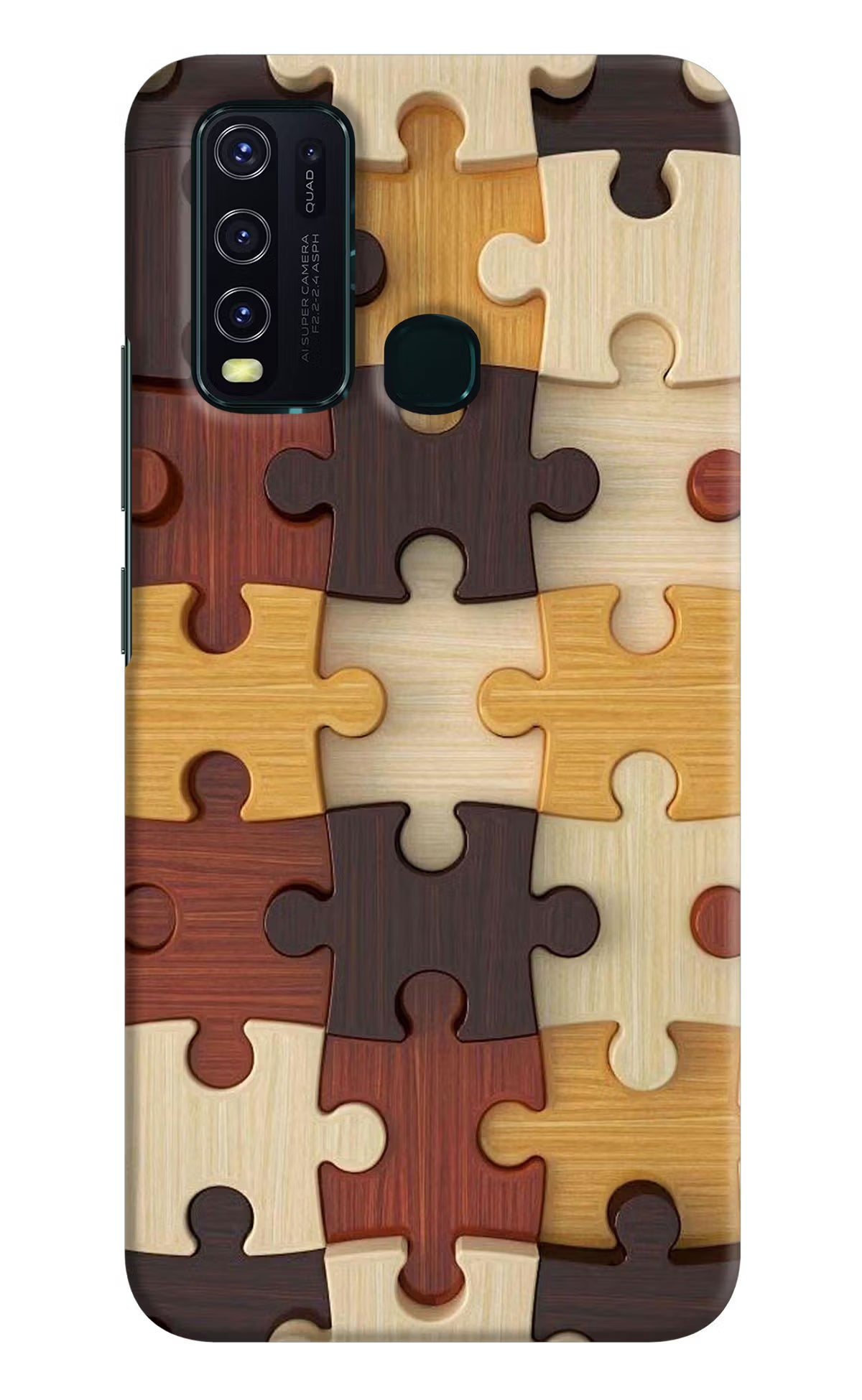 Wooden Puzzle Vivo Y30/Y50 Hard Case Back Cover by Casekaro
