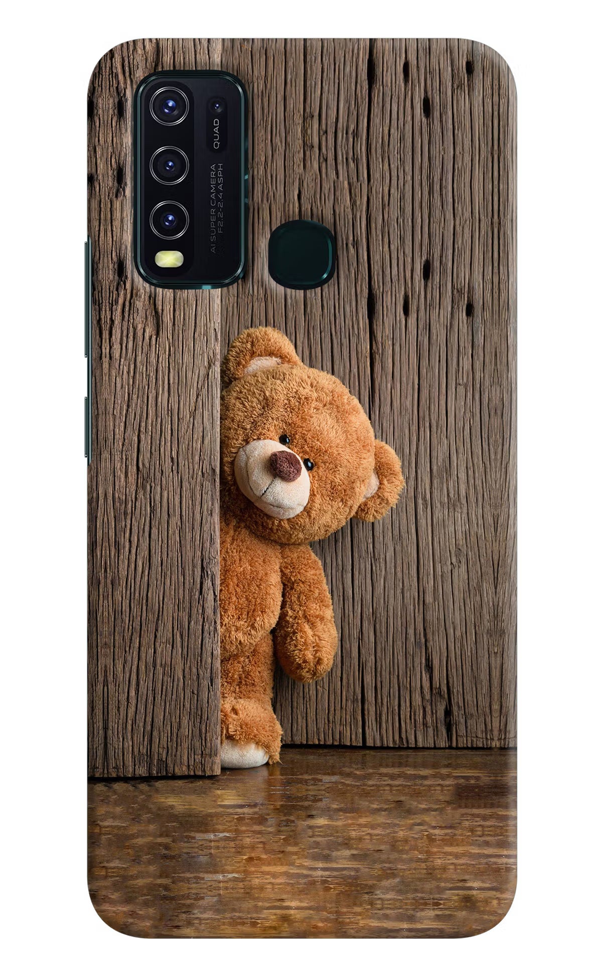Teddy Wooden Vivo Y30/Y50 Hard Case Back Cover by Casekaro