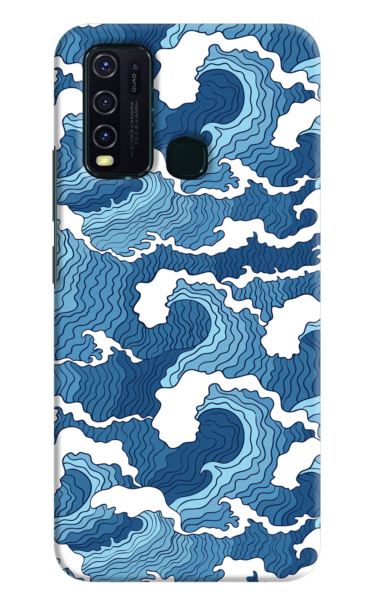 Blue Waves Vivo Y30/Y50 Hard Case Back Cover by Casekaro
