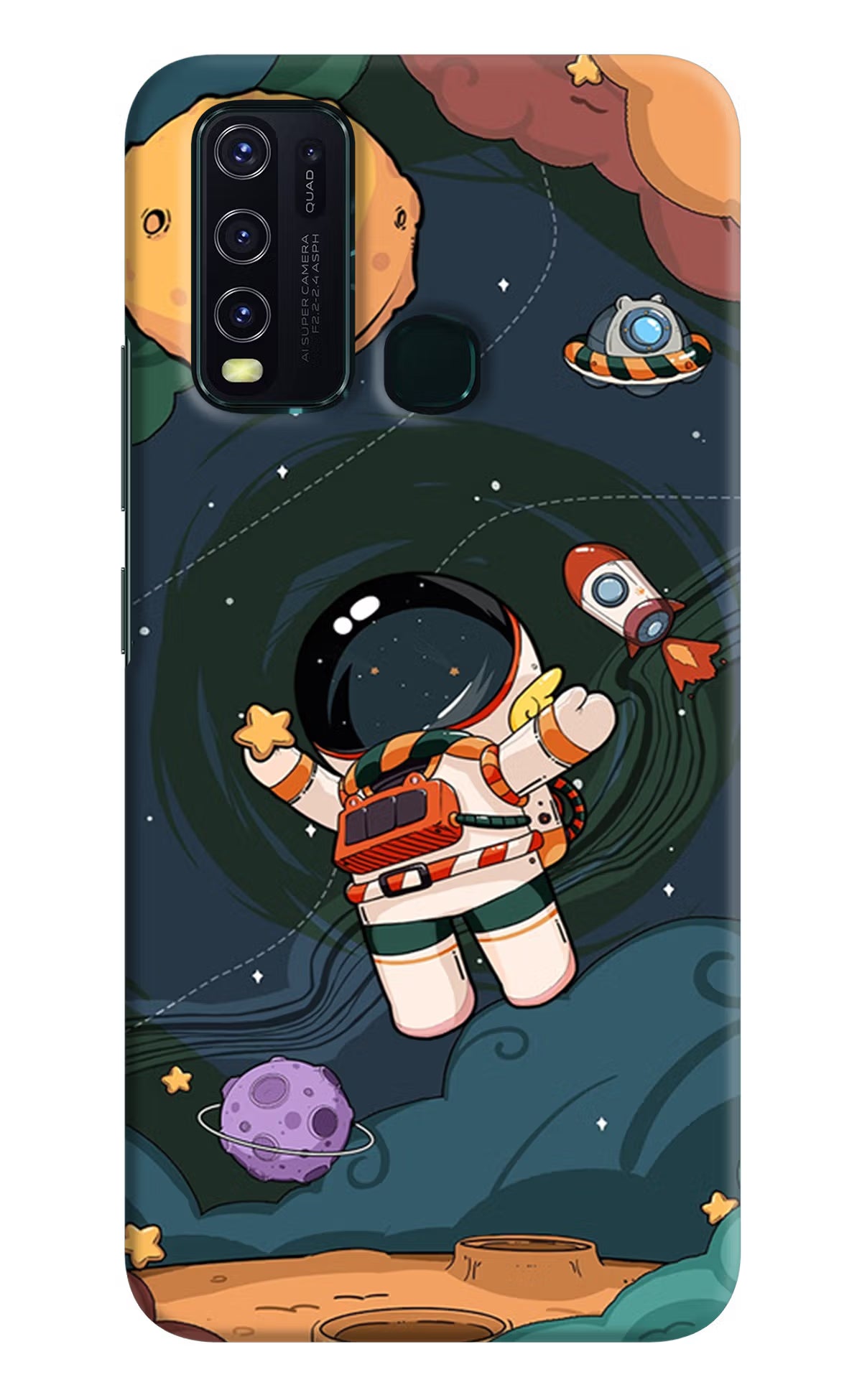 Cartoon Astronaut Vivo Y30/Y50 Hard Case Back Cover by Casekaro