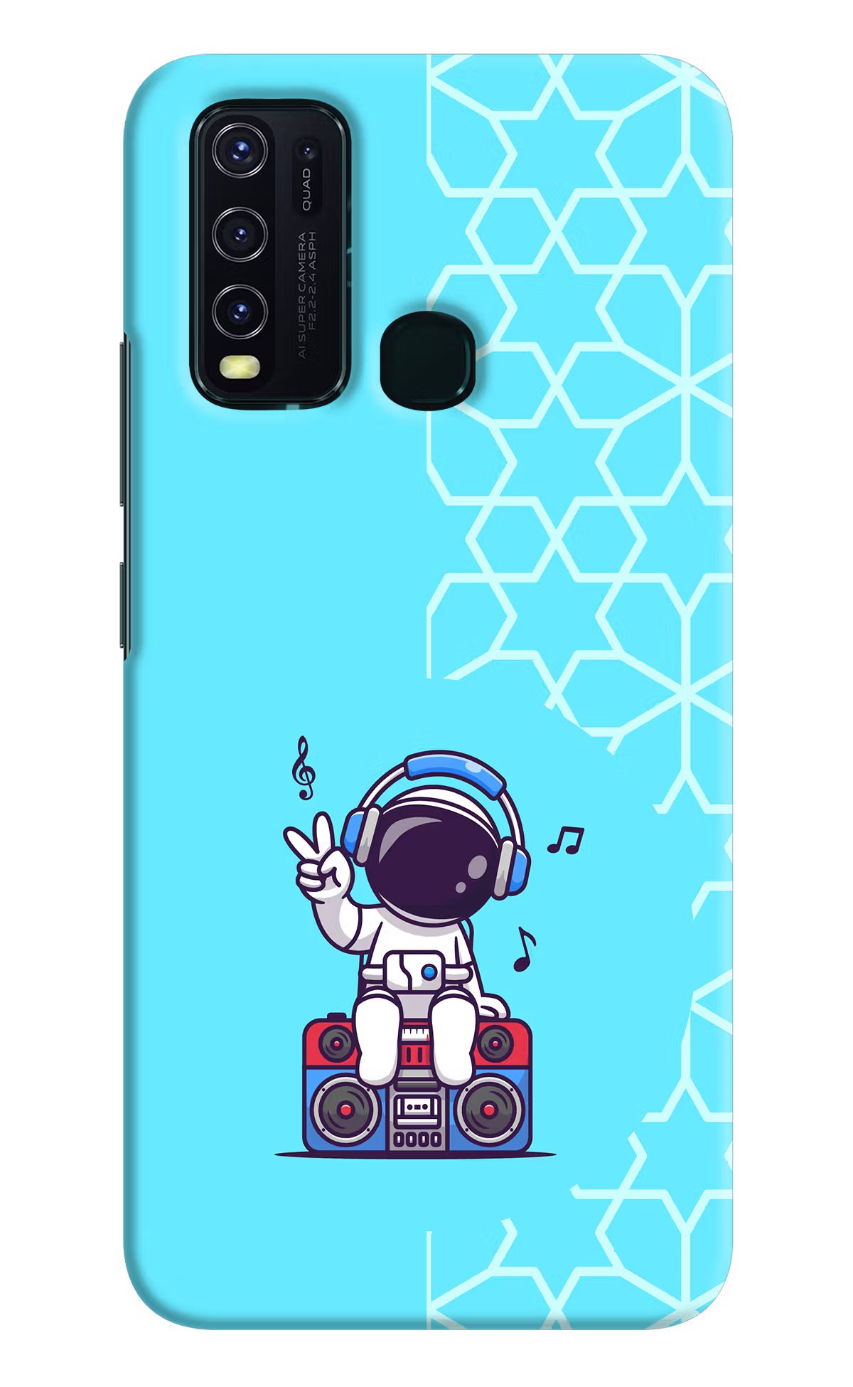 Cute Astronaut Chilling Vivo Y30/Y50 Hard Case Back Cover by Casekaro