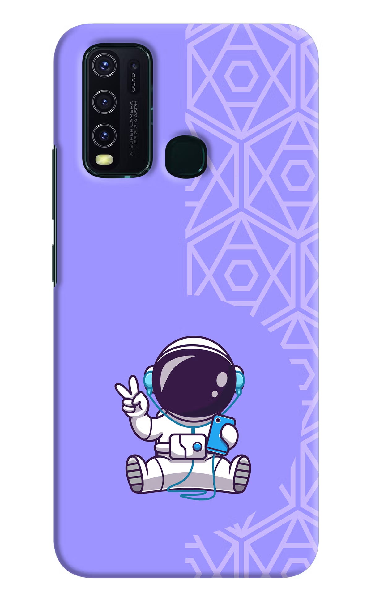 Cute Astronaut Chilling Vivo Y30/Y50 Hard Case Back Cover by Casekaro