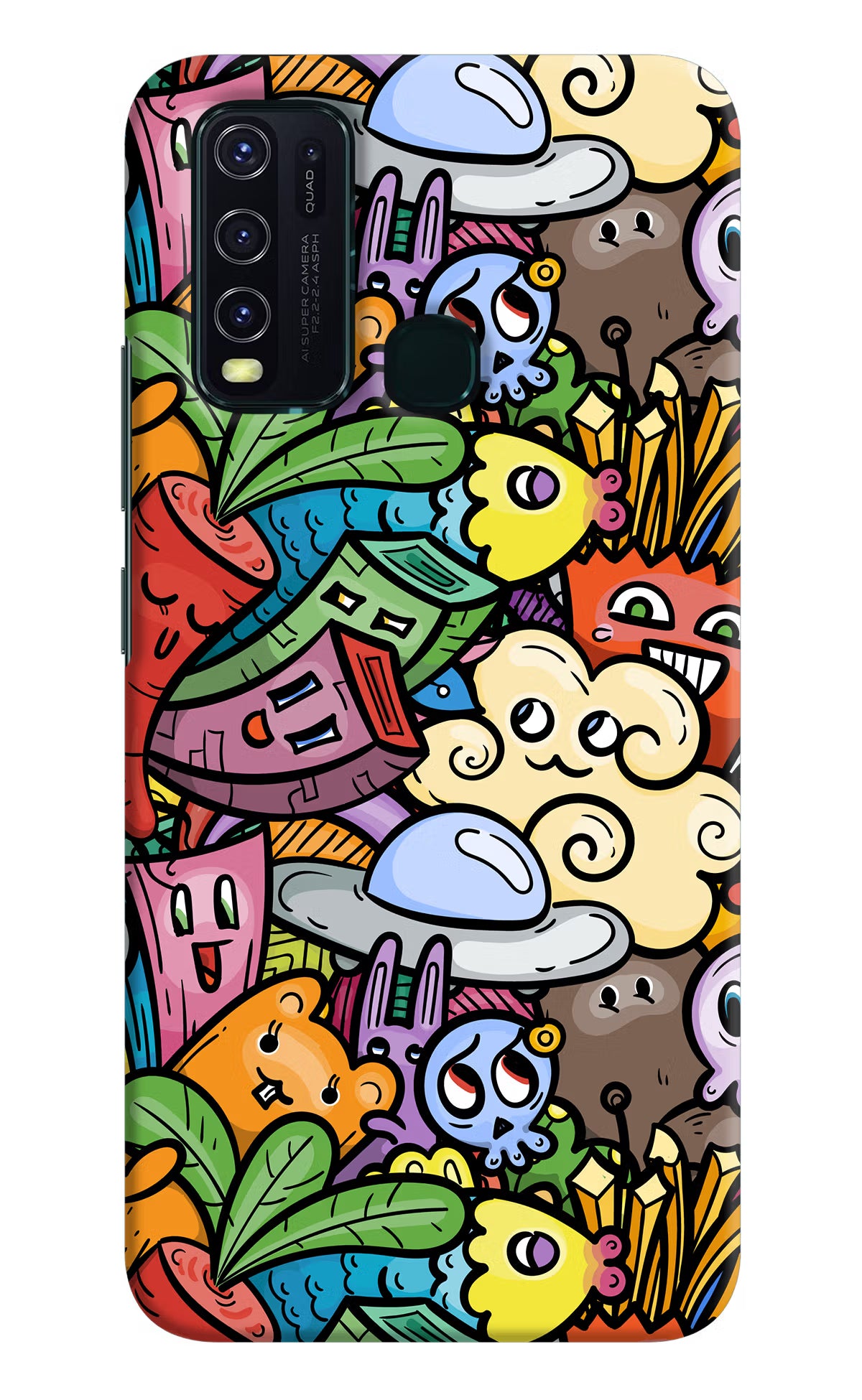 Veggie Doodle Vivo Y30/Y50 Hard Case Back Cover by Casekaro