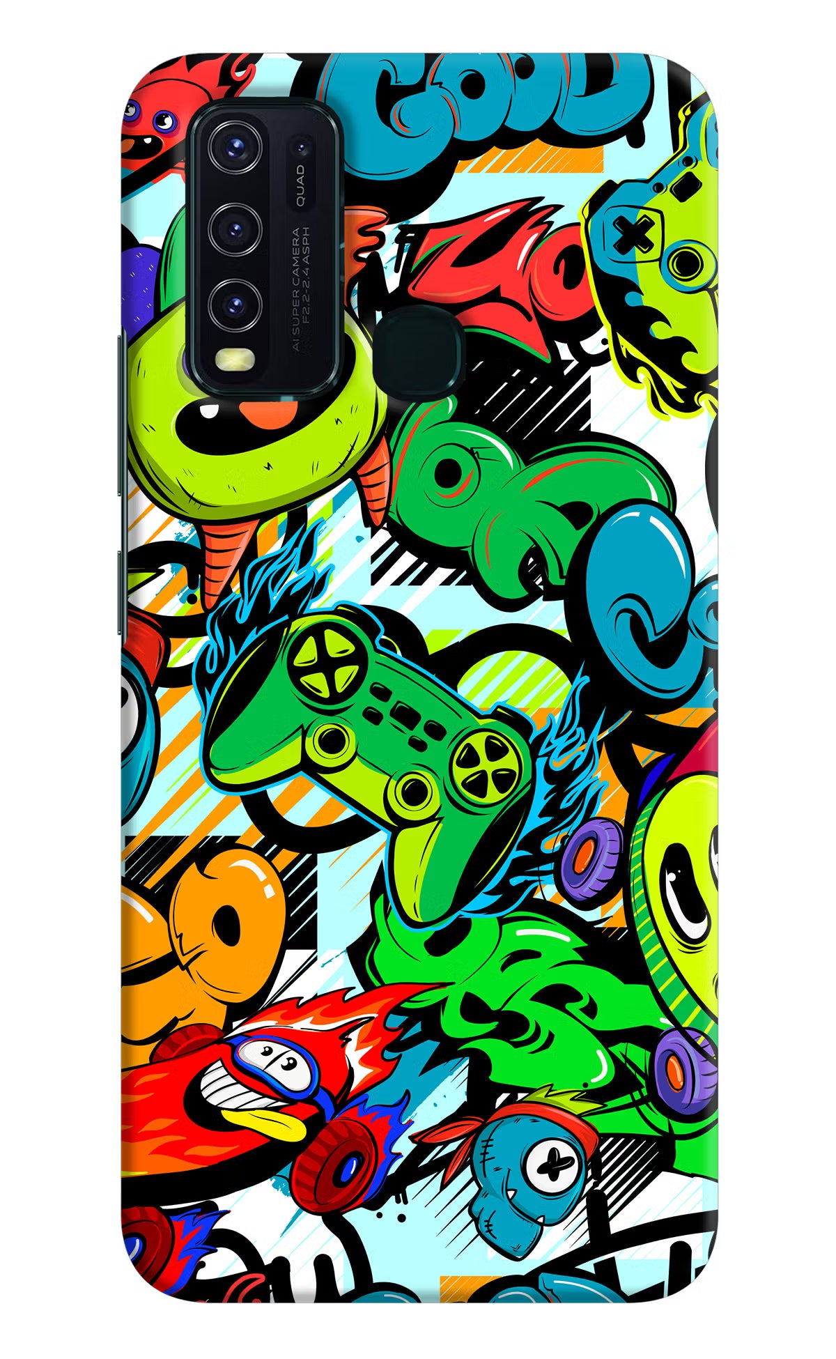 Game Doodle Vivo Y30/Y50 Hard Case Back Cover by Casekaro