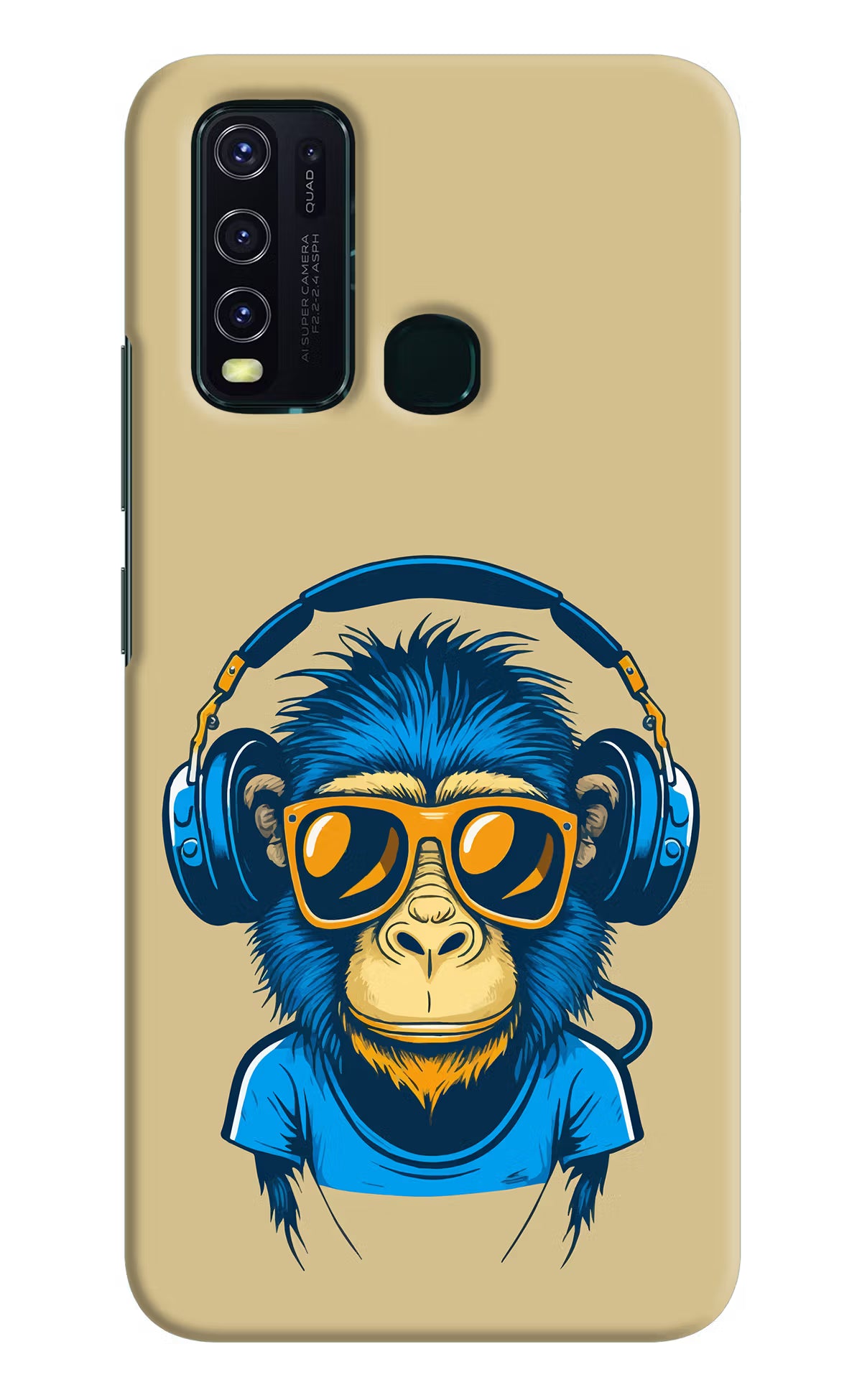 Monkey Headphone Vivo Y30/Y50 Hard Case Back Cover by Casekaro
