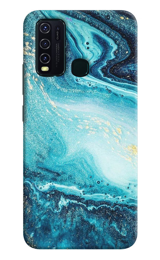Blue Glitter Marble Vivo Y30/Y50 Hard Case Back Cover by Casekaro