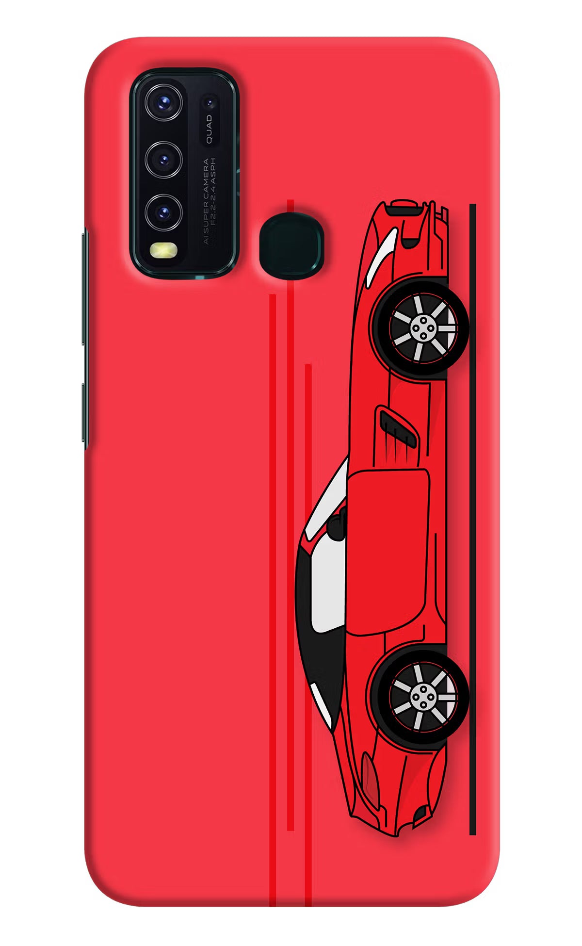 Red Velocity Vivo Y30/Y50 Hard Case Back Cover by Casekaro