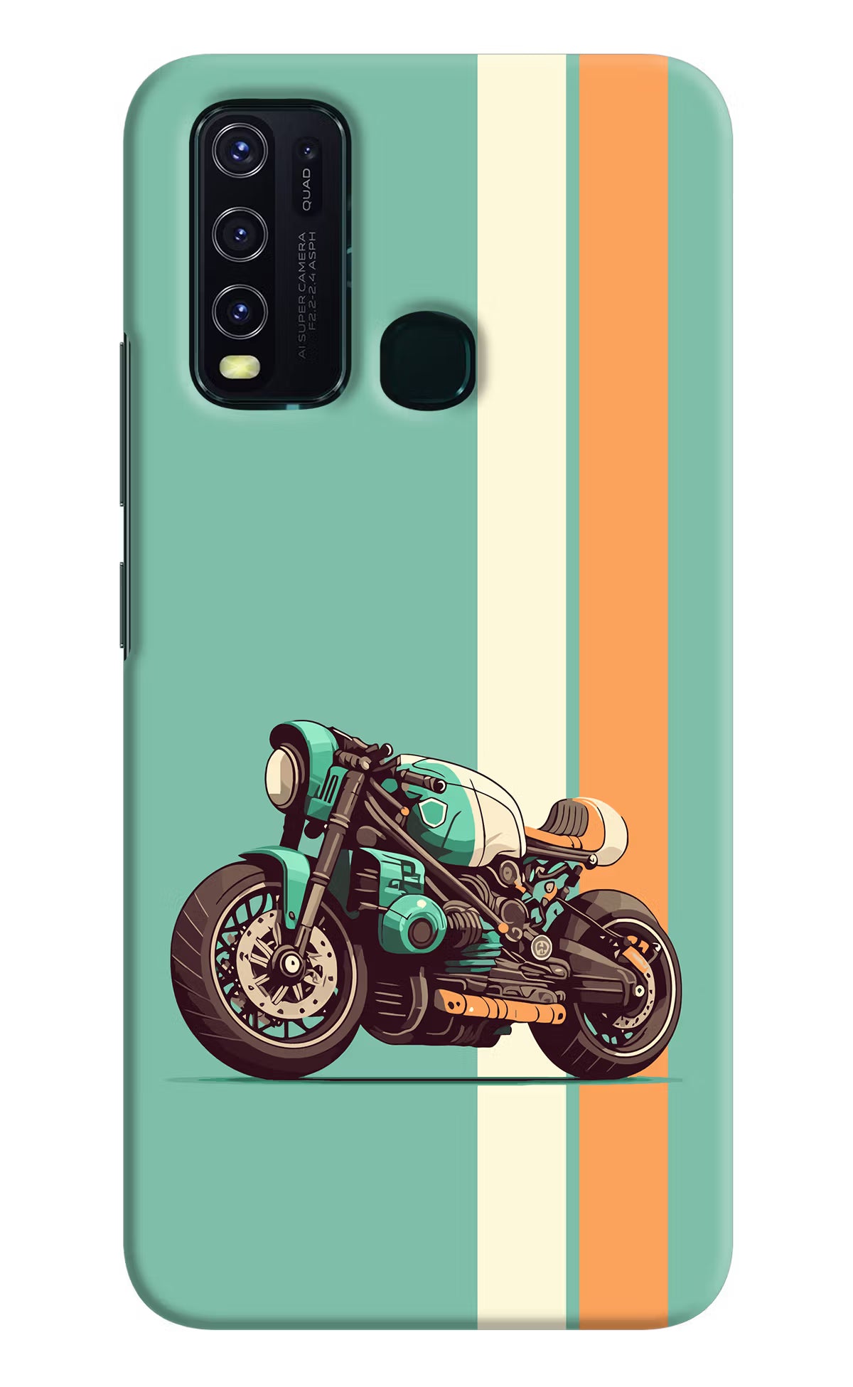 Striped Moto Drift Vivo Y30/Y50 Hard Case Back Cover by Casekaro