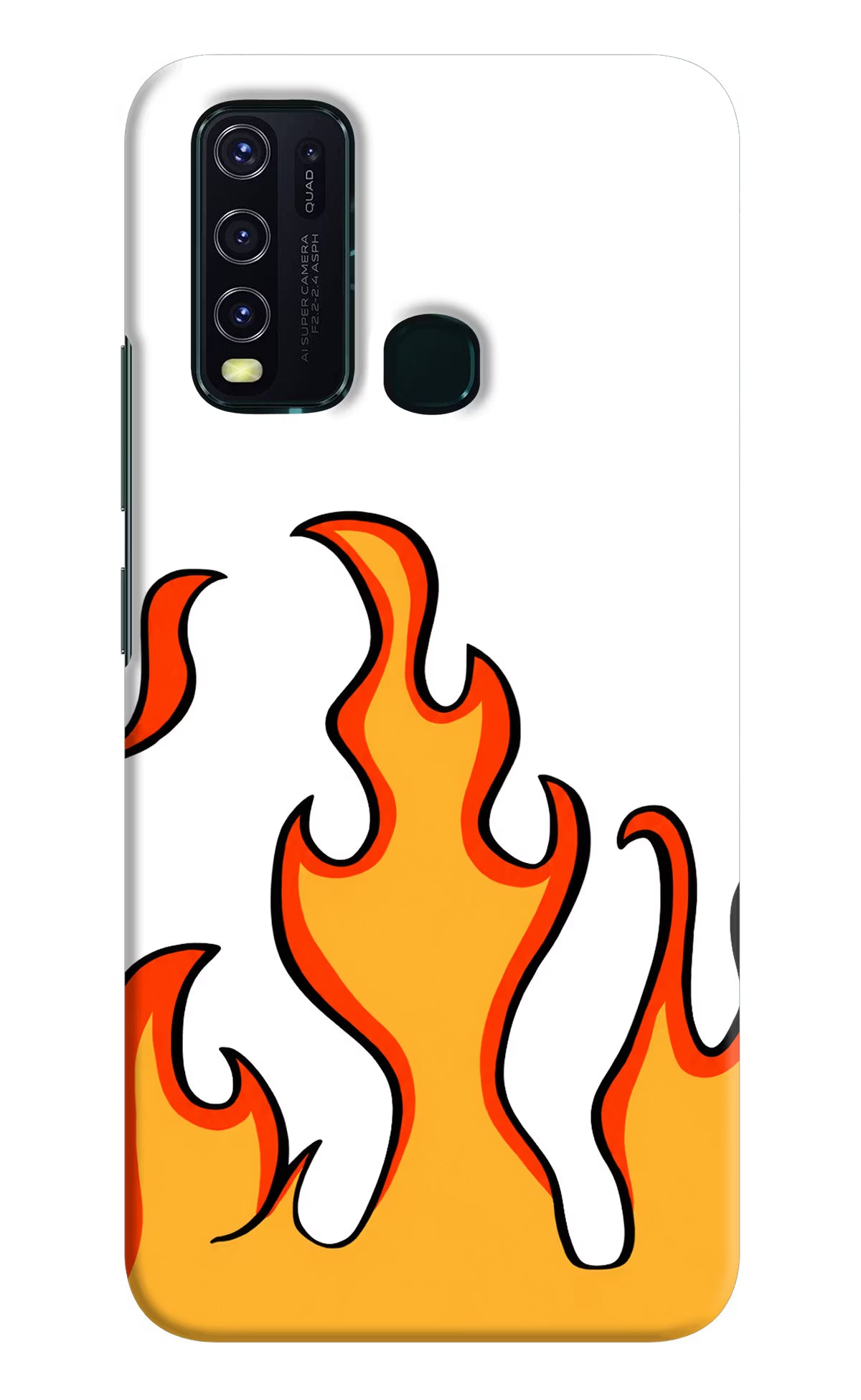Fired Up – White Vivo Y30/Y50 Hard Case Back Cover by Casekaro