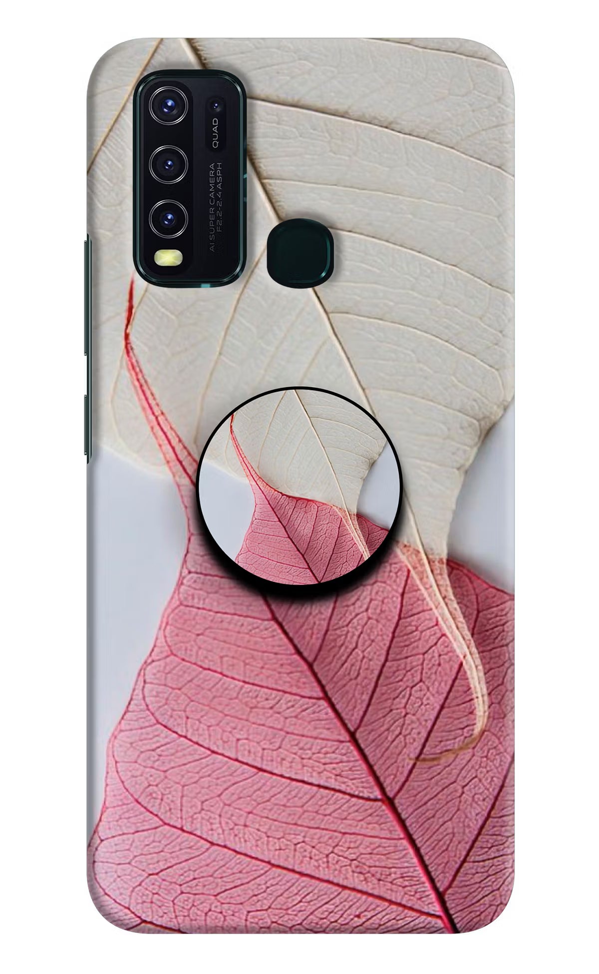 White Pink Leaf Vivo Y30/Y50 Pop Case by Casekaro